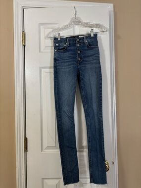 rag & bone Skinny High-Rise Jeans - Dark Blue Wash